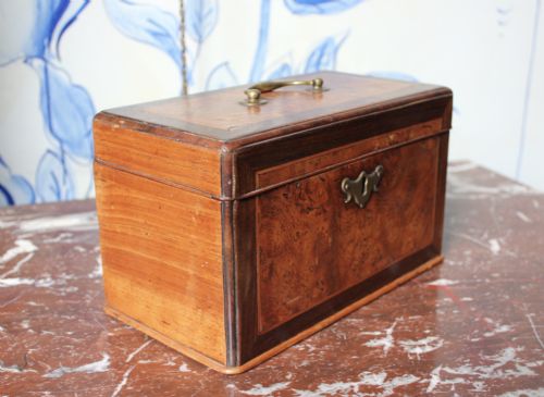 18TH CENTURY BURR ELM AND WALNUT TEA CADDY - ADDITIONAL PHOTO 1