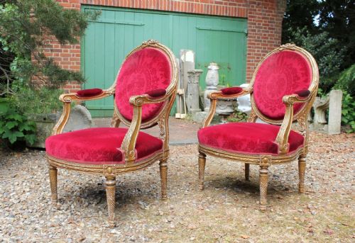 PAIR OF 19TH CENTURY GILTWOOD ARMCHAIRS - ADDITIONAL PHOTO 1