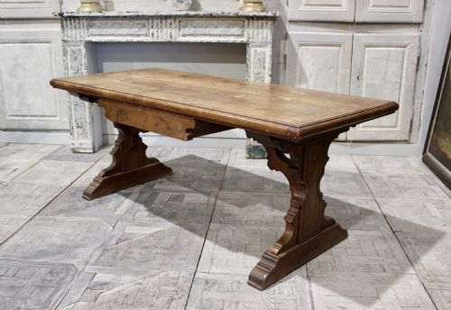 GOOD EARLY 19TH CENTURY FRUITWOOD TRESTLE TABLE - ADDITIONAL PHOTO 1