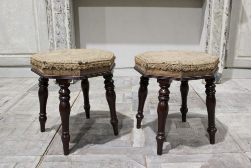 pair of 19th century mahogany stools - CATEGORY: ANTIQUE STOOLS - DATED 19TH CENTURY