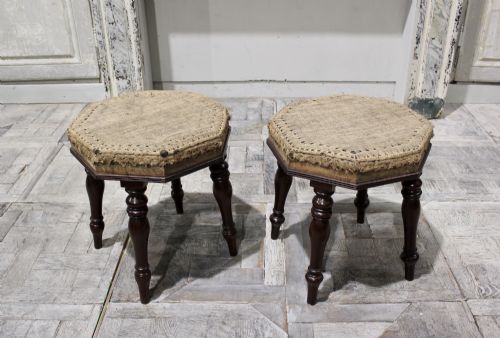 PAIR OF 19TH CENTURY MAHOGANY STOOLS - ADDITIONAL PHOTO 1
