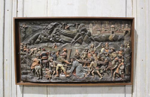 early 16th century carved wood panel depicting the procession to calvary - CATEGORY: ANTIQUE SCULPTURES - DATED BEFORE 1700
