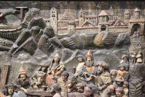 EARLY 16TH CENTURY CARVED WOOD PANEL DEPICTING THE PROCESSION TO CALVARY - ADDITIONAL PHOTO 6