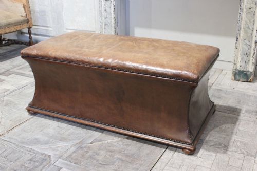 leather covered ottoman - CATEGORY: ANTIQUE CHESTS - DATED 1900