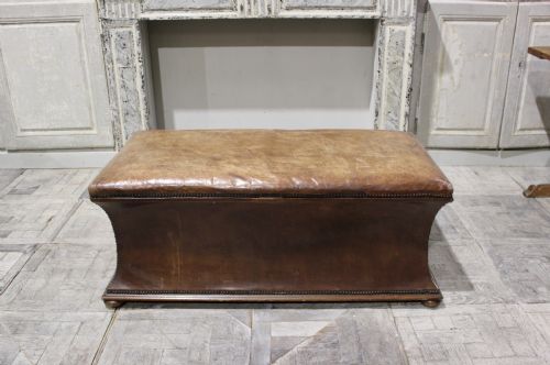 LEATHER COVERED OTTOMAN - ADDITIONAL PHOTO 1