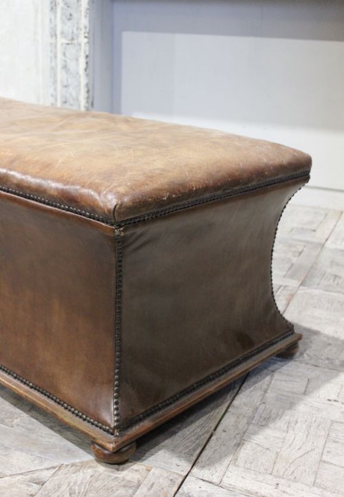 LEATHER COVERED OTTOMAN - ADDITIONAL PHOTO 3