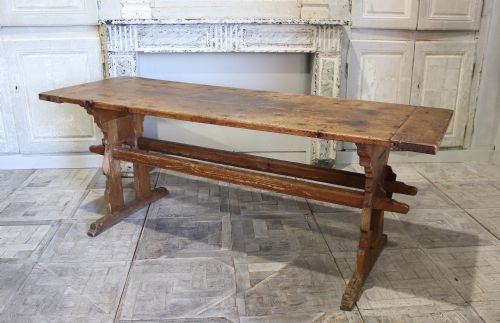 19TH CENTURY SPRUCE TRESTLE TABLE - ADDITIONAL PHOTO 2
