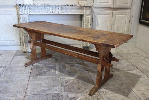 19TH CENTURY SPRUCE TRESTLE TABLE - ADDITIONAL PHOTO 3