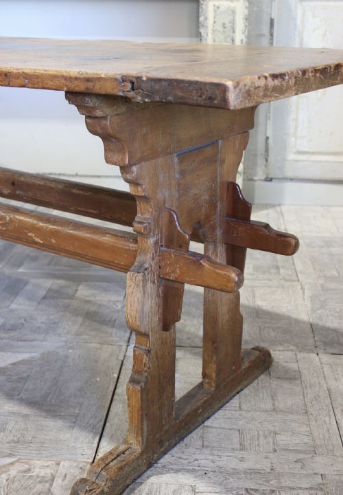 19TH CENTURY SPRUCE TRESTLE TABLE - ADDITIONAL PHOTO 5