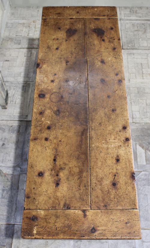 19TH CENTURY SPRUCE TRESTLE TABLE - ADDITIONAL PHOTO 6