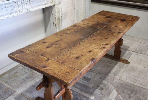 19TH CENTURY SPRUCE TRESTLE TABLE - ADDITIONAL PHOTO 7
