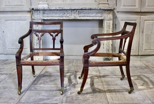 PAIR OF REGENCY GOTHIC LIBRARY CHAIRS - ADDITIONAL PHOTO 1
