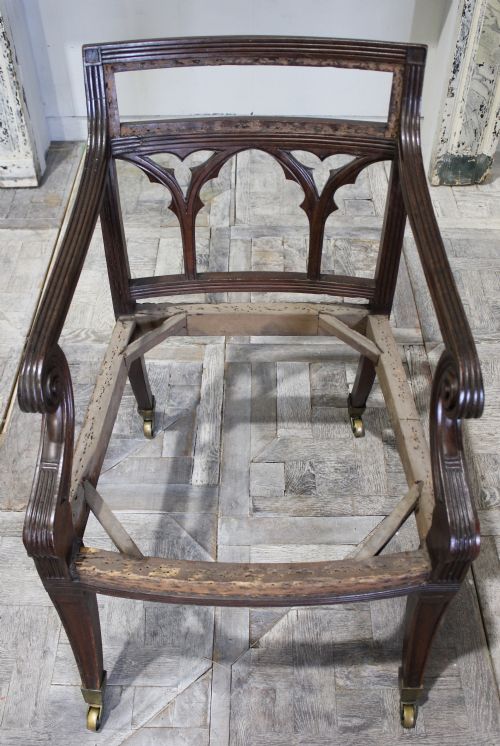 PAIR OF REGENCY GOTHIC LIBRARY CHAIRS - ADDITIONAL PHOTO 6