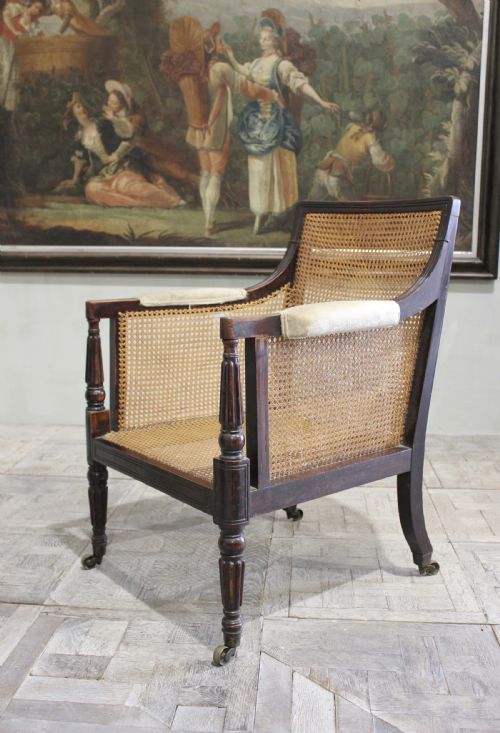 regency mahogany bergere - CATEGORY: ANTIQUE CHAIRS - DATED REGENCY