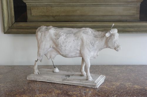 19TH CENTURY PLASTER MODEL OF A COW BY D BRUCCIANI CO LONDON - ADDITIONAL PHOTO 1