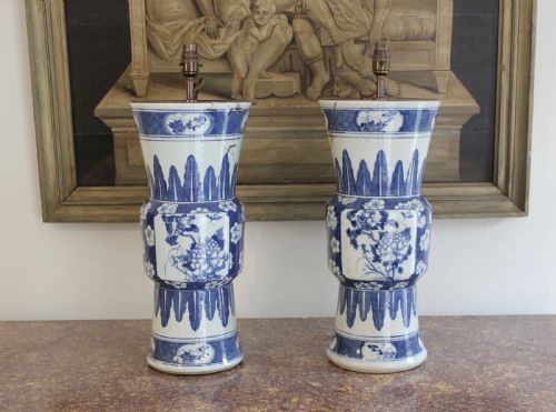 pair of large early 19th century chinese vase lamps - CATEGORY: ANTIQUE VASES - DATED 19TH CENTURY