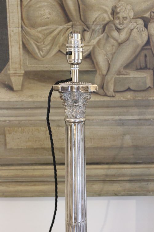 PAIR OF LATE VICTORIAN SILVER PLATED LAMPS - ADDITIONAL PHOTO 3