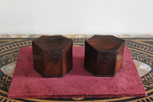 PAIR OF GEORGIAN MAHOGANY TEA CADDIES - ADDITIONAL PHOTO 1