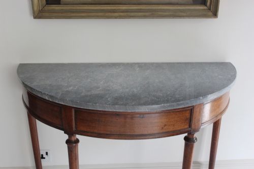 18TH CENTURY WALNUT DEMILUNE CONSOLE TABLE - ADDITIONAL PHOTO 2