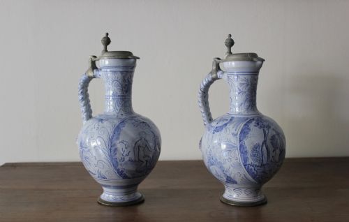 MATCHED PAIR OF DELFT BLUE GLAZED VESSELS