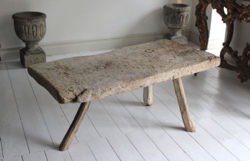 Sculptural, large 18th century oak low table