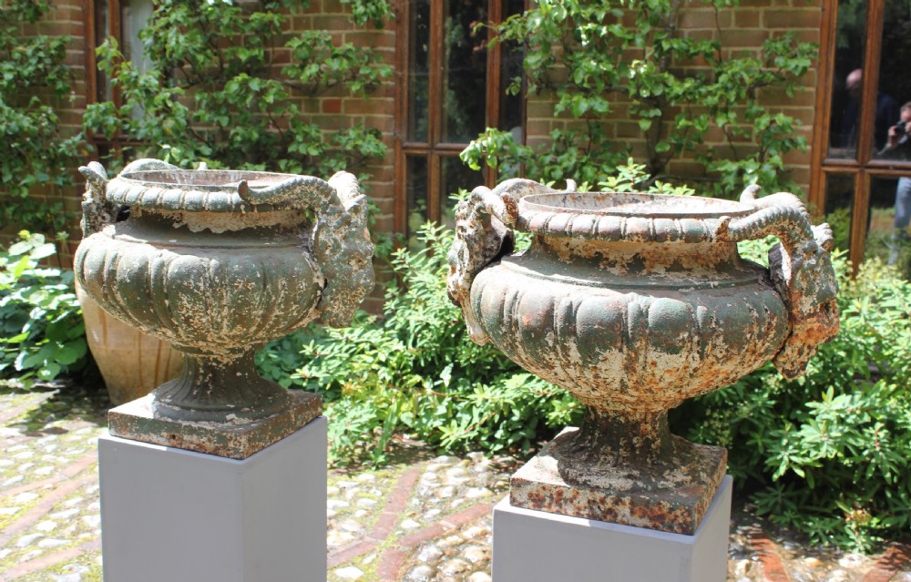 Pair of 19th century cast iron urns