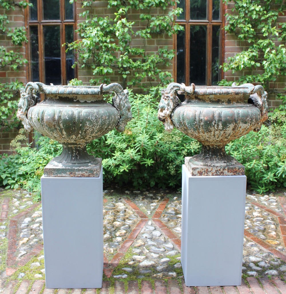 Pair of 19th century cast iron urns View IV