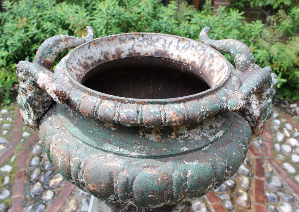 Pair of 19th century cast iron urns View IX
