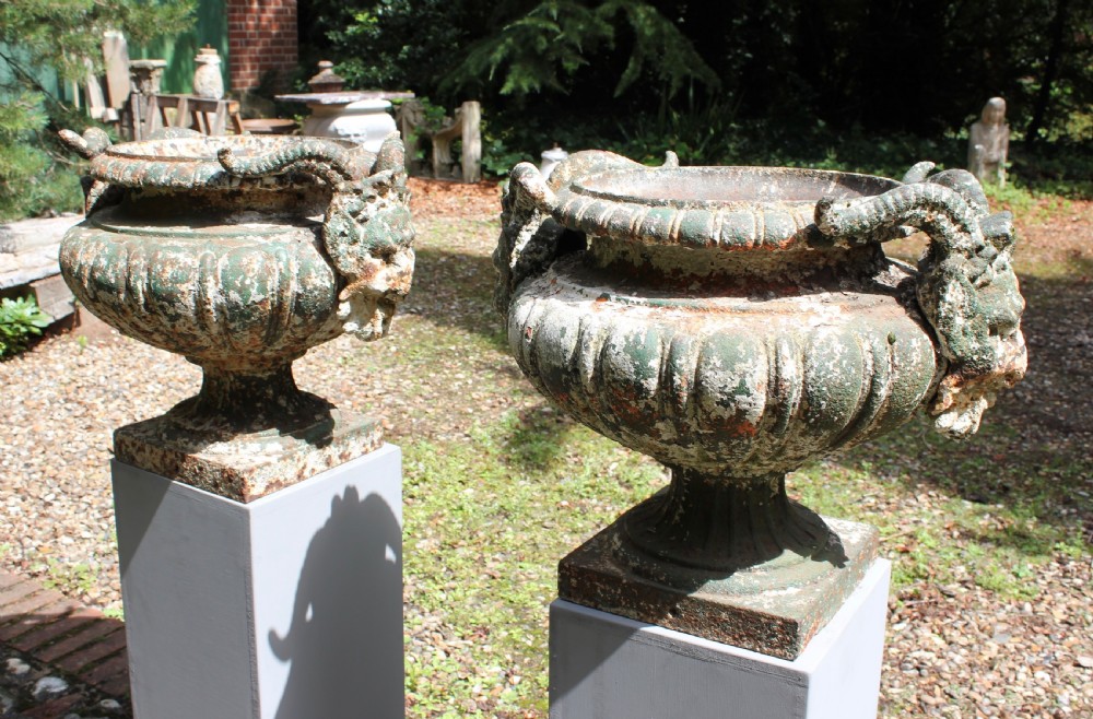 Pair of 19th century cast iron urns View XI