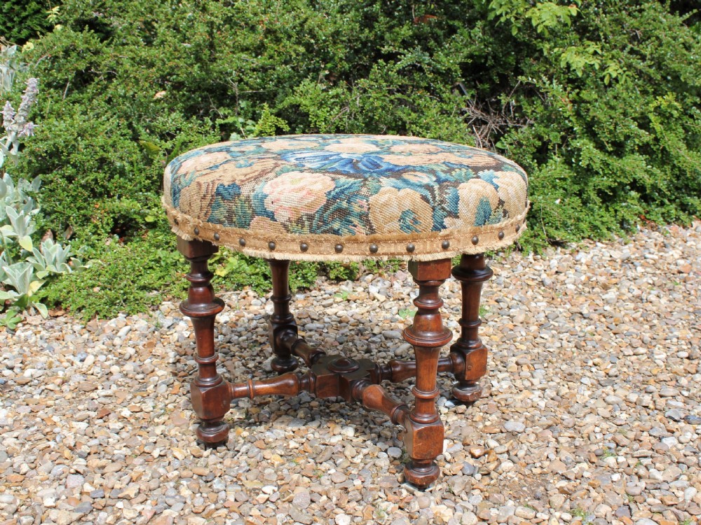 17th century walnut stool 