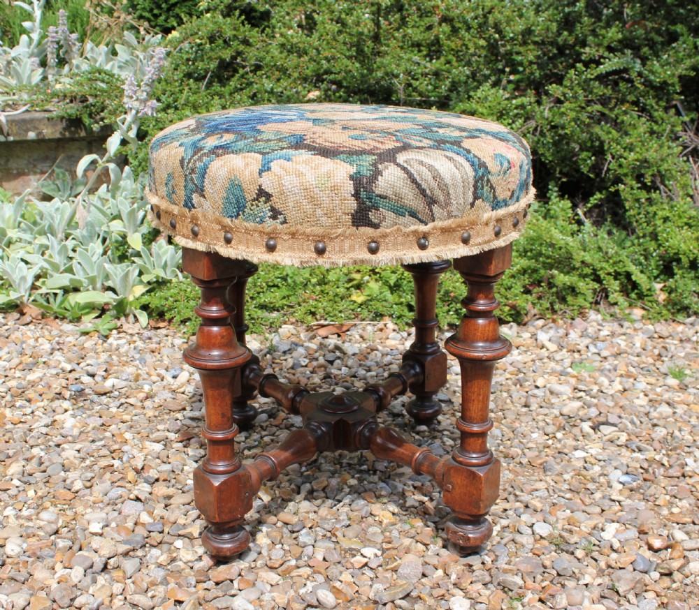 17th century walnut stool  View II