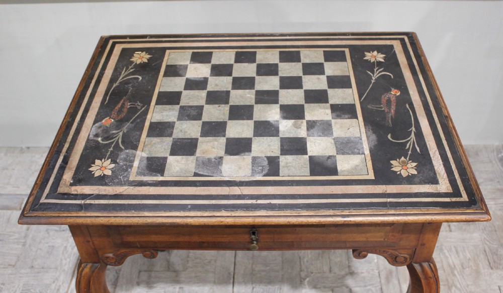 Charming 18th century Italian walnut games table View V