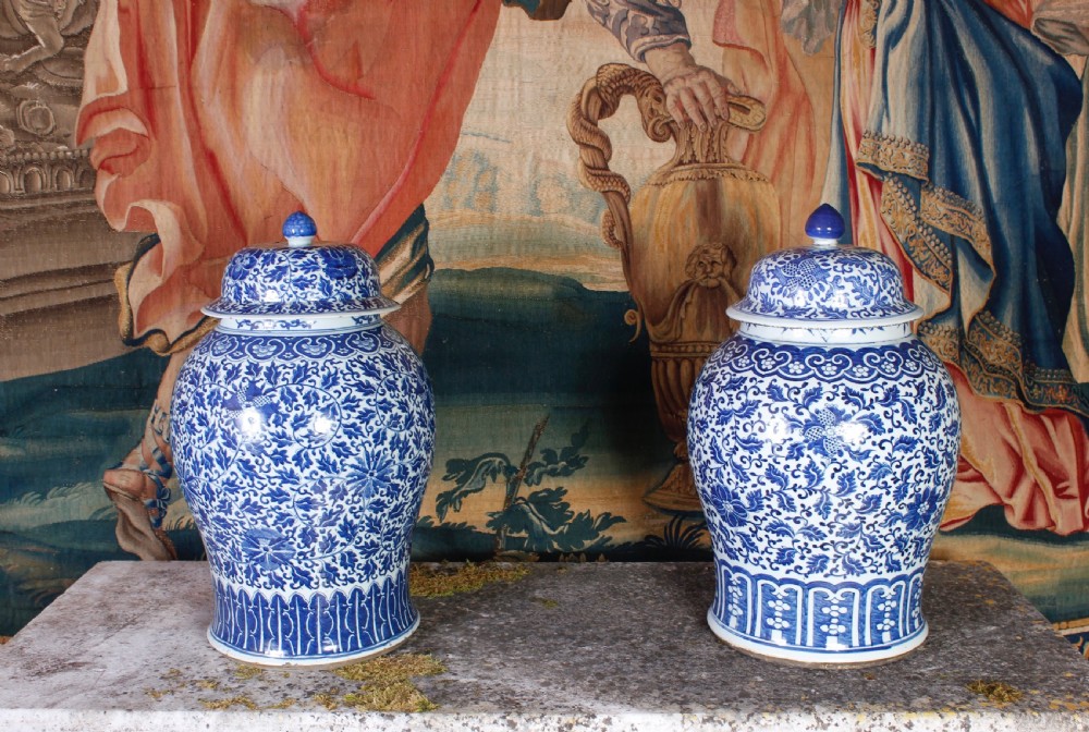 Matched pair of large early 19th century Chinese vases