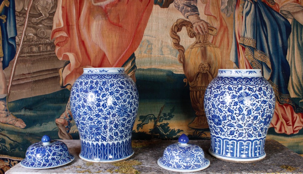 Matched pair of large early 19th century Chinese vases View II