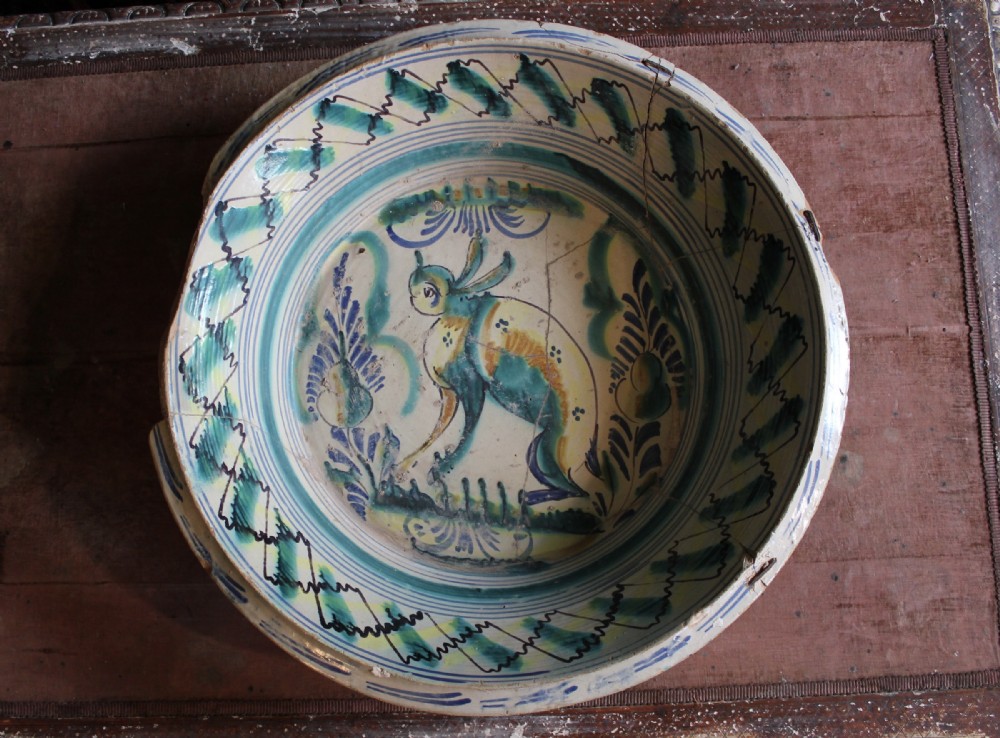 Wonderful, very large 18th century Spanish Lebrillo bowl