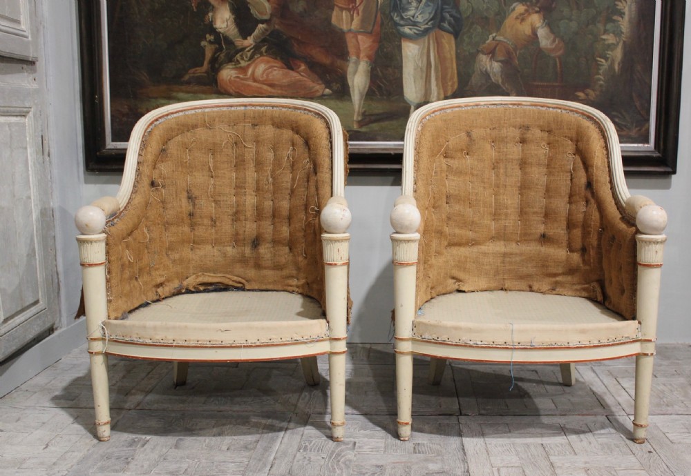 Pair of 19th century neoclassical library tub chairs View IV