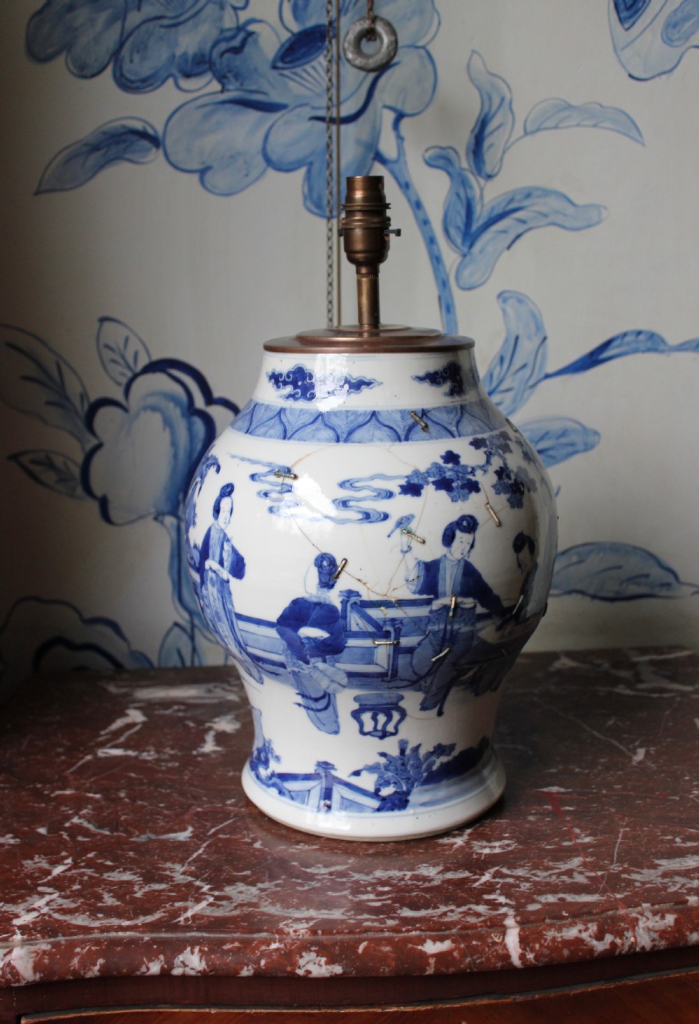 19th century Chinese vase lamp in the Kangxi manner View IV