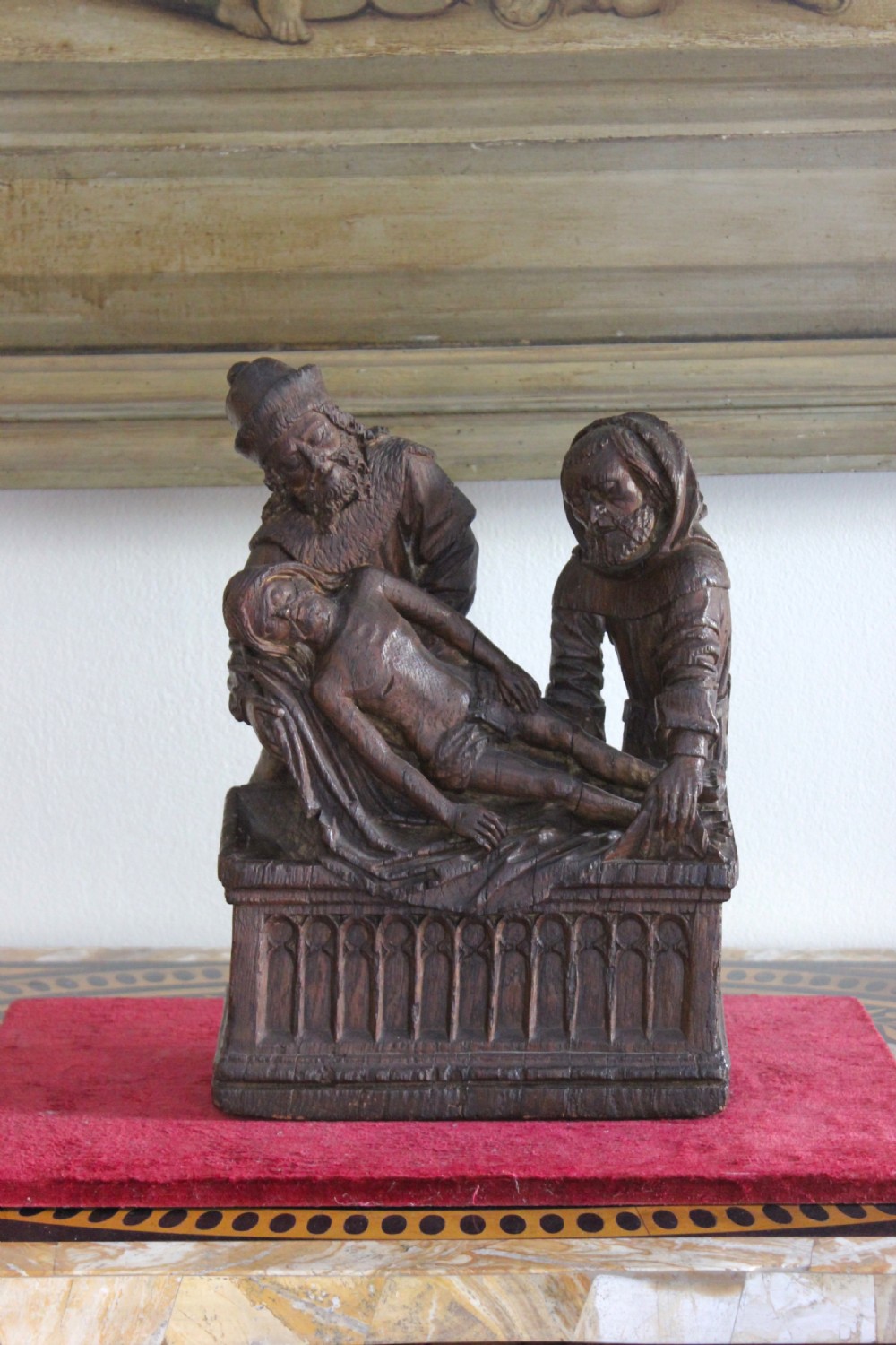 15th century carved oak Lamentation of Christ