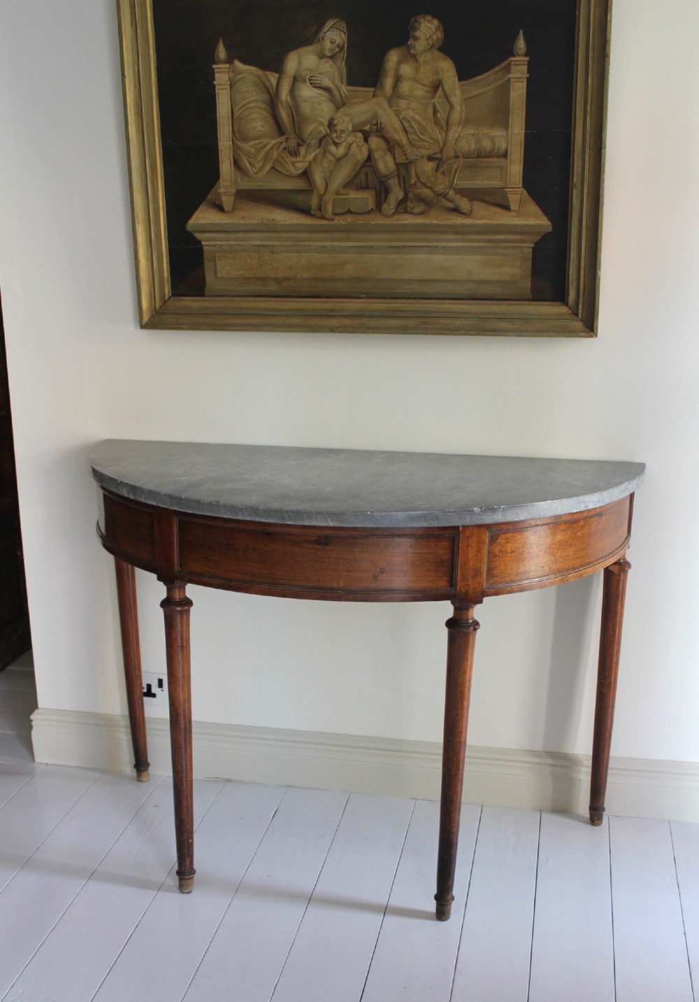 18th century walnut demi-lune console table