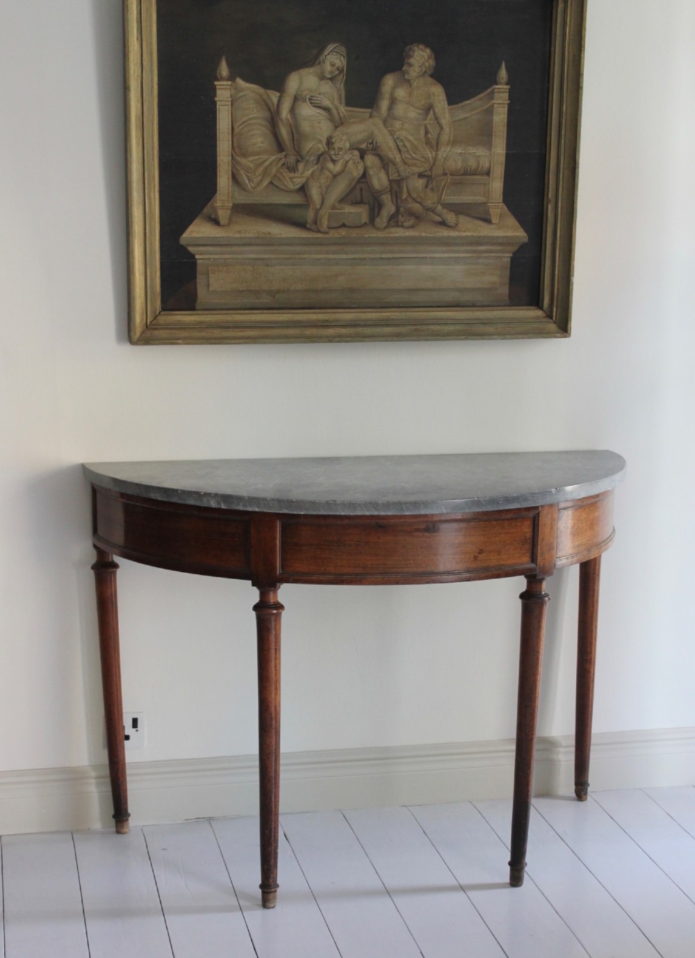 18th century walnut demi-lune console table View II