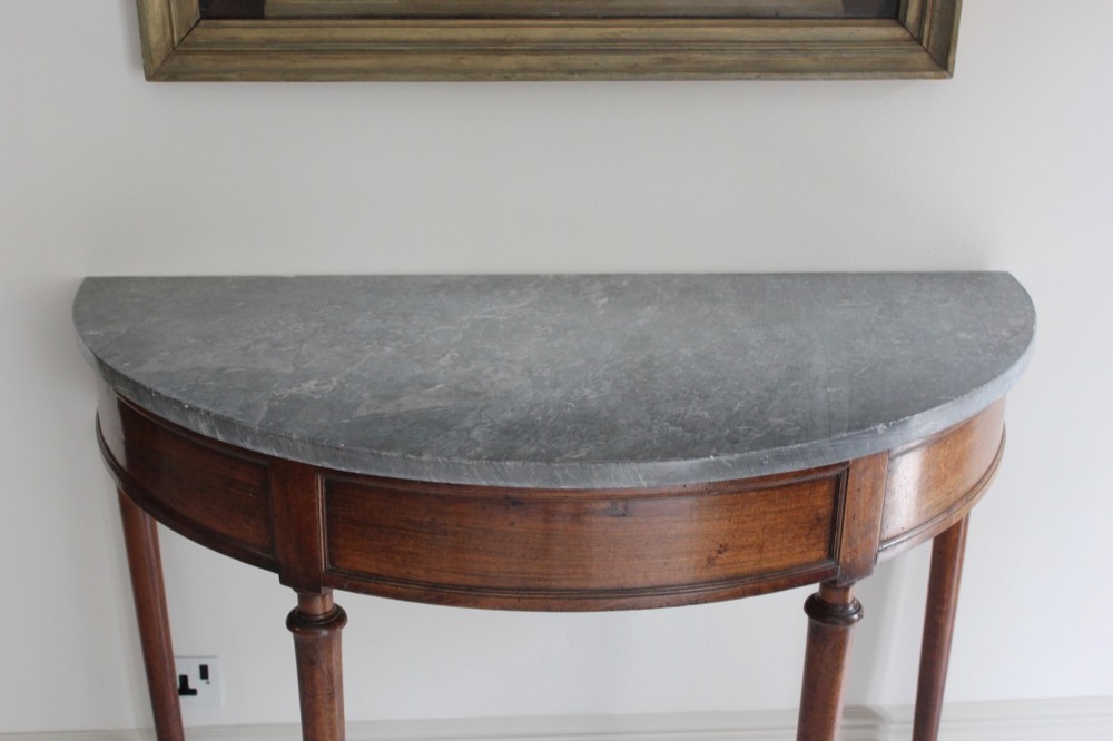 18th century walnut demi-lune console table View III
