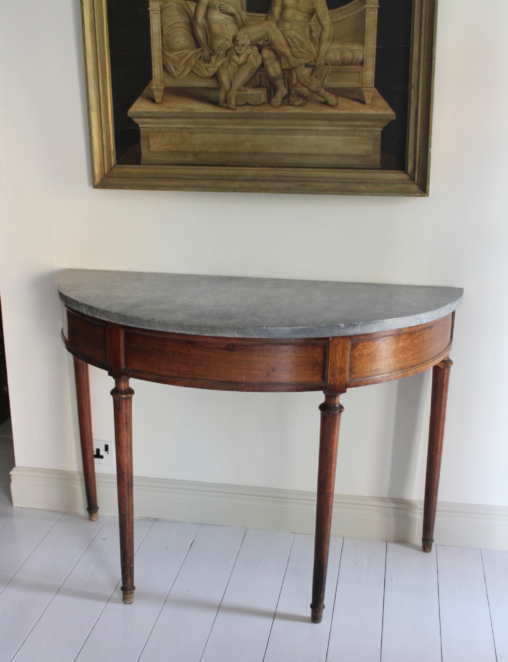 18th century walnut demi-lune console table View IV