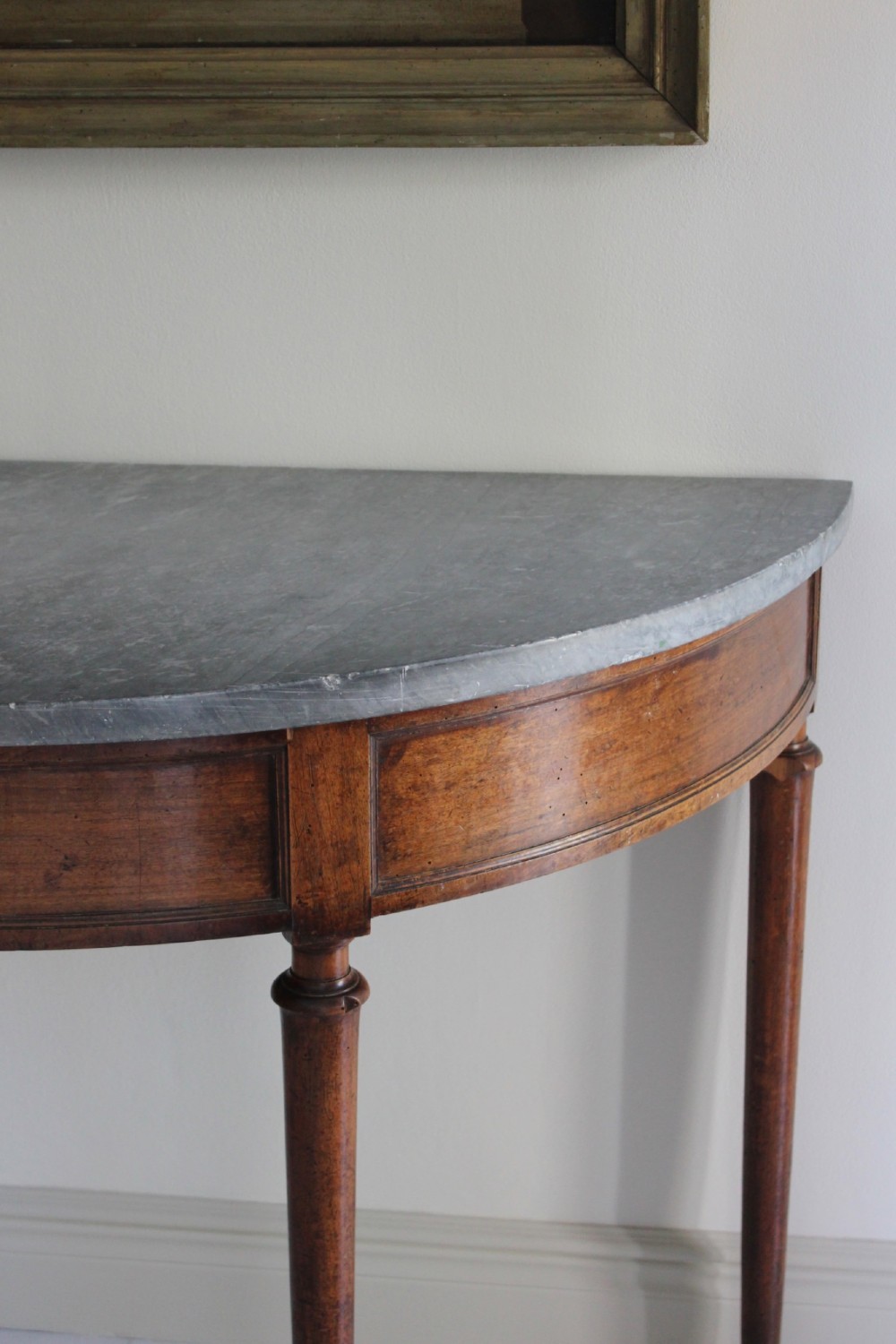 18th century walnut demi-lune console table View V