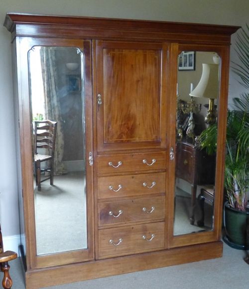 Edwardian Inlaid Mahogany Wardrobe