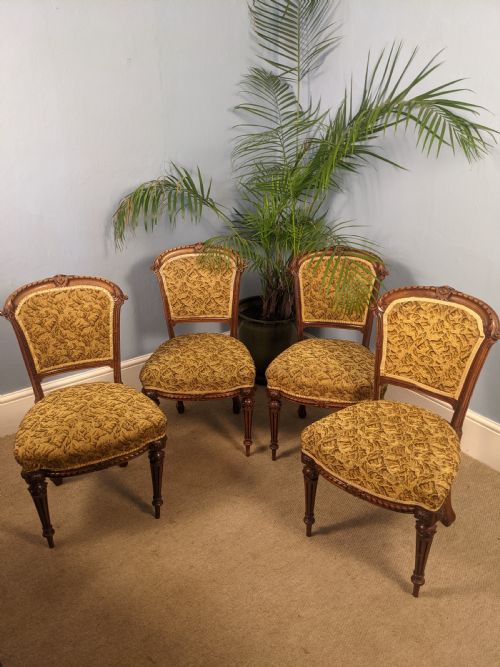 Set of Four Victorian Walnut Dining Chairs