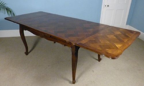 French Oak Parquetry Top  Extending Dining Table