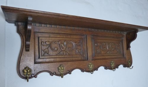 French, Carved Oak Hanging Coat Hooks