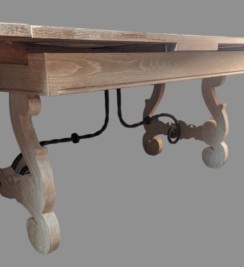 fig 1. A Bleached solid Oak Draw Leaf Table