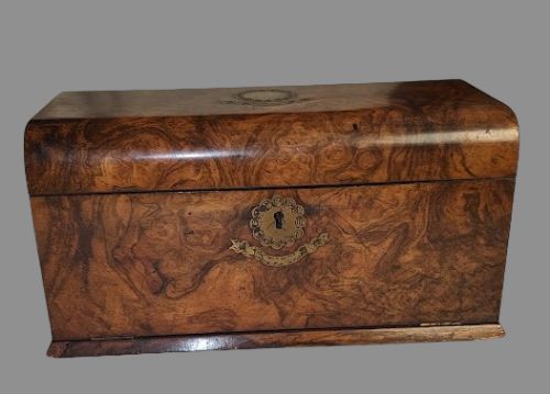 A Victorian Burr Walnut Drop Front Box