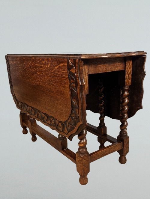 Carved Oak Gate Leg Table